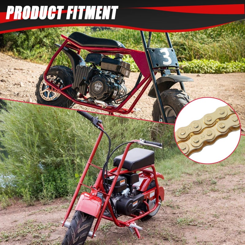 KAMIER #35 Drive Chain 140 Links Gold with Chain Breaker Tool for 79cc 97cc 100cc 2.8hp Coleman CT100U CC100X RB100 Mega Monster Moto MMB80 MMB105 Baja Doodle Bug DB30 Motovox Mini Bike Go Kart Parts - Image 4
